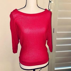 EXPRESS || Ribbed Mesh Lightweight Sweater Top in Pink Coral - SZ XS